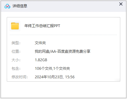 105套年终工作总结汇报PPT模板合集 网盘属性